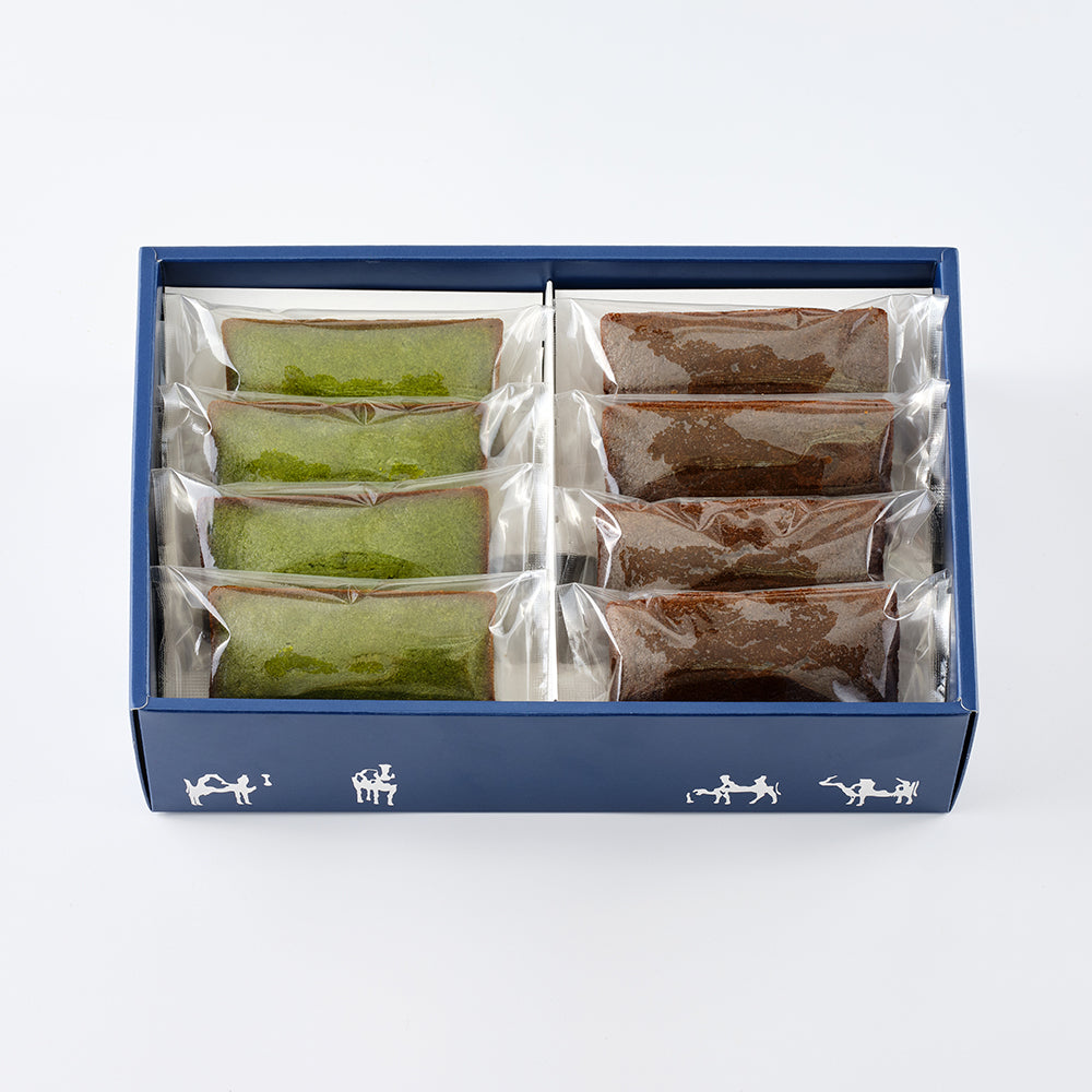 土山お抹茶のクリームチーズフィナンシェと土山焦がしほうじ茶のクリームチーズフィナンシェ各4個 ギフトボックス入り